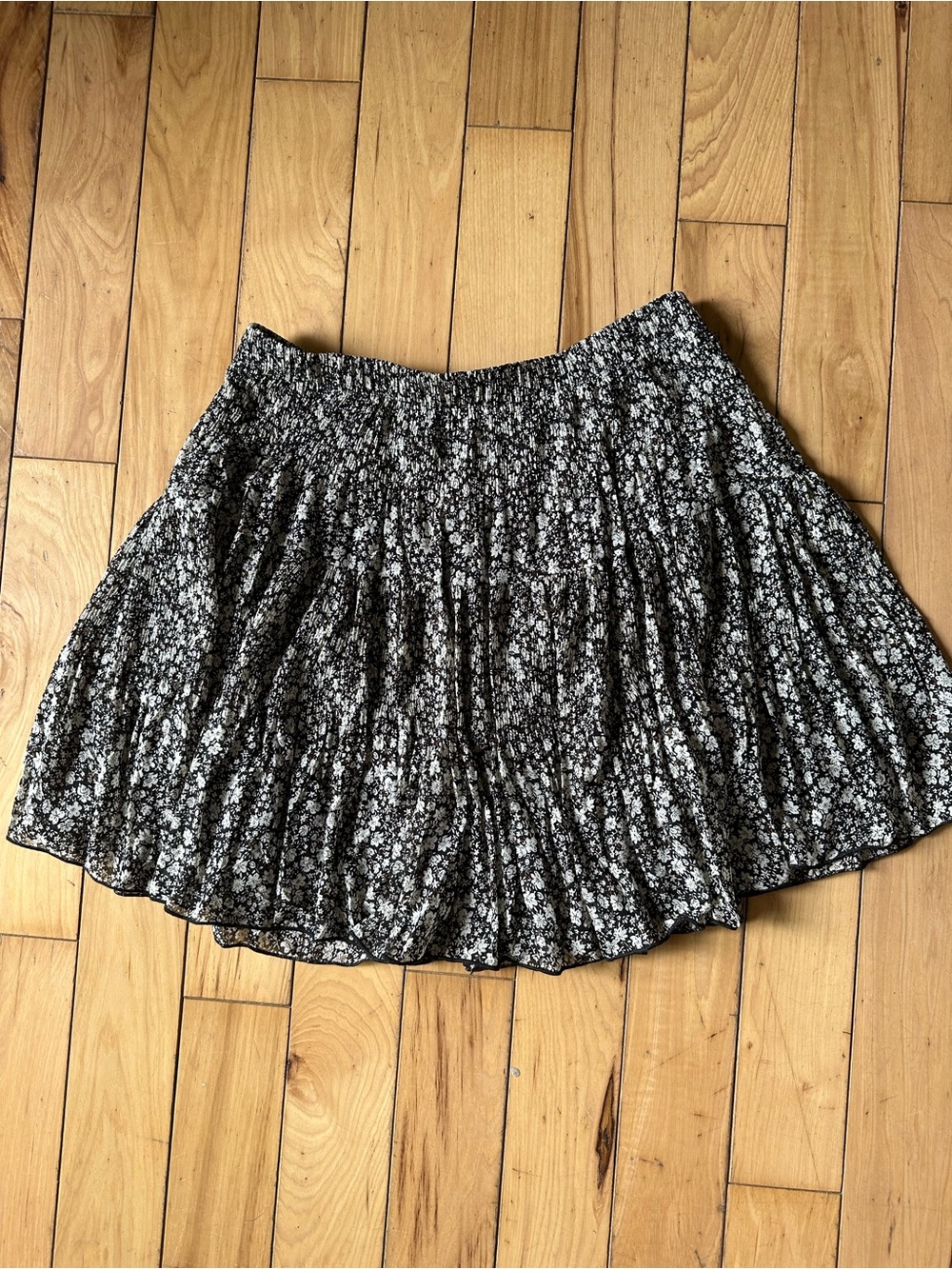 Flowy Black and White Floral Tiered Women's Skirt